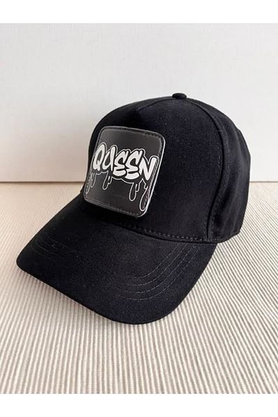 CosmoOutlet Queen Queen Adjustable Unisex Black Hat with Removable Logo