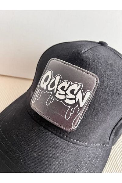 CosmoOutlet Queen Queen Adjustable Unisex Black Hat with Removable Logo