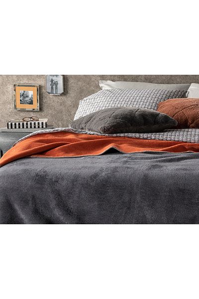 English Home Plain Cotton Single Blanket 150X200 cm Anthracite - Orange
