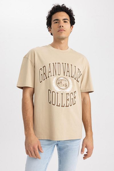 DeFacto Crew Neck Printed 100% Cotton Comfort Fit T-Shirt A2635ax23sm