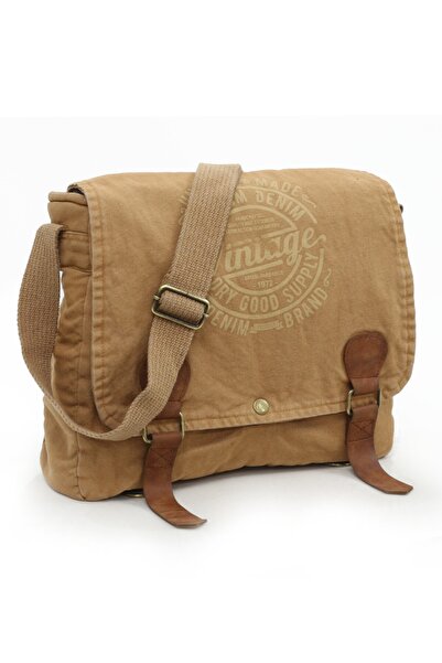 Old Cotton Cargo 8045 Camel Postman Shoulder Canvas Tablet Briefcase Laptop School Notebook Bag