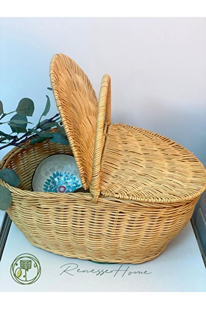 Renesse Home Derne El Yapmı Rattan Piknik Sepeti