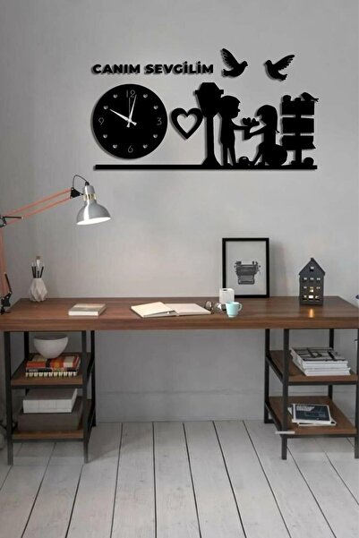 Ensa Design Canım Sevgilim Yazılı Dekoratif Duvar Saati, Ahsap Duvar Saati