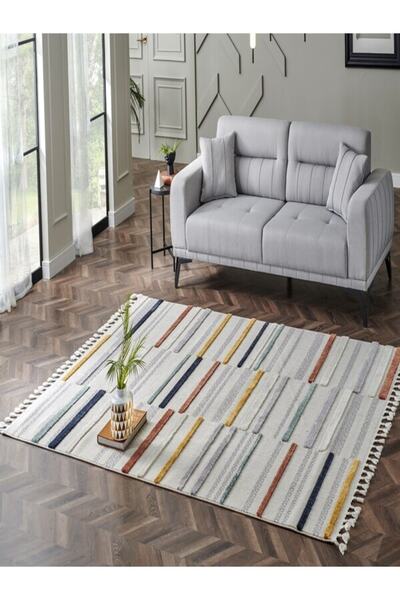 MEVAHALI Eko Halı Terazzo Trz 01 Multy Hav Toz Vermez Yum. Doku Etnik Örgü De...