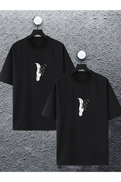 macklin للجنسين النساء الرجال ريشة مطبوعة عاشق زوجين مزيج تصميم المعتاد تي شي...