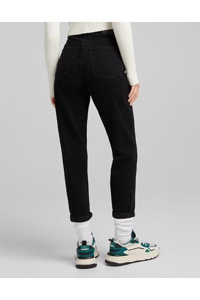 LİMABEL Colorfast Black Mom Jeans Lycra High Waist Black Mom Jeans Extra Comfortable