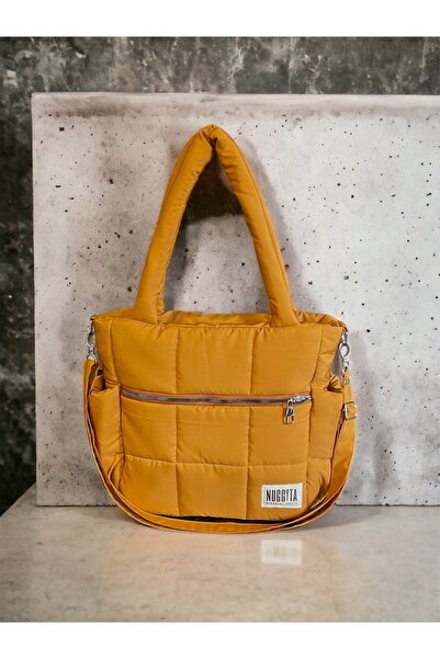 Nuggita Kadın Camel Speciale Quadrato Puffer Çanta