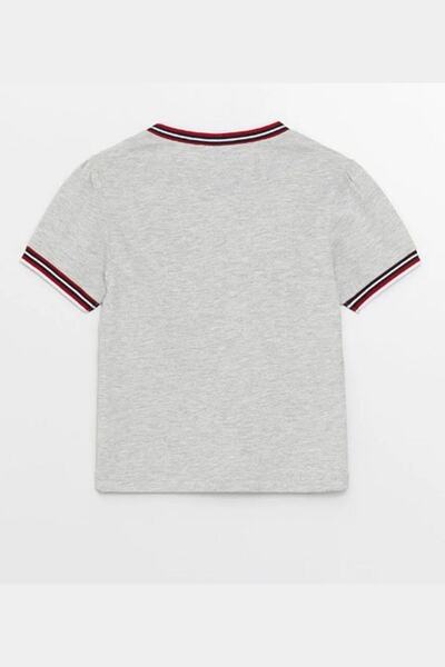 Black&Small Girl's T-shirt Rib Patch Detailed T-Shirt