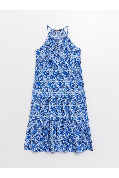 LC Waikiki Halter nyakkivágású, virágos, nagyméretű női ruha