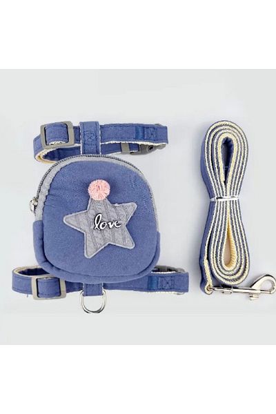 FloriaShopping New Dog Backpack Harness with Bag Small Dog Harness Cat Harness and Leash Set