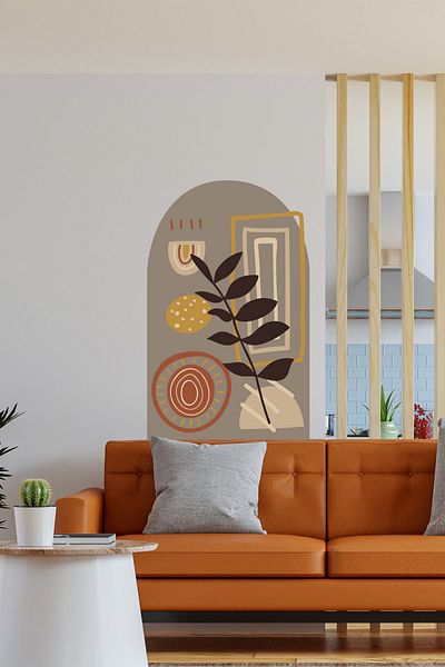 Sim Tasarım Boho 08 - Bohemian Leaf Abstract Shapes Decorative Wall Sticker