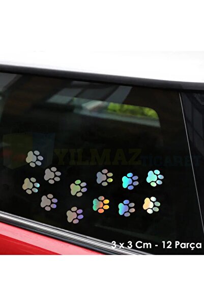 yılmazetic Kedi Pati Hologram Oto Sticker Araba Etiket Yapıştırma Aksesuar Çı...