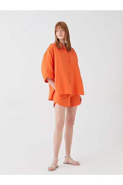 LC Waikiki Vision Damen-Shorts mit elastischem Bund und Leinenoptik
