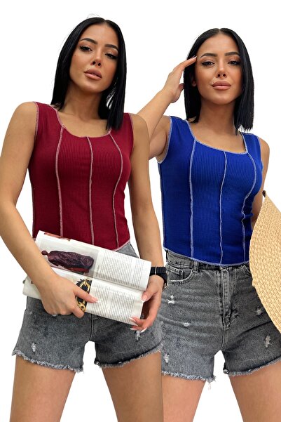 ALFUDO Moda Collection بلوزة نسائية بورجوندي أزرق بلون الكوبالت زرقاء بخياطة ...