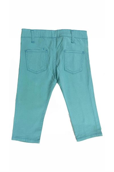 minny max Gabardine Fabric Turquoise Color Children's Trousers with Elastic Waist