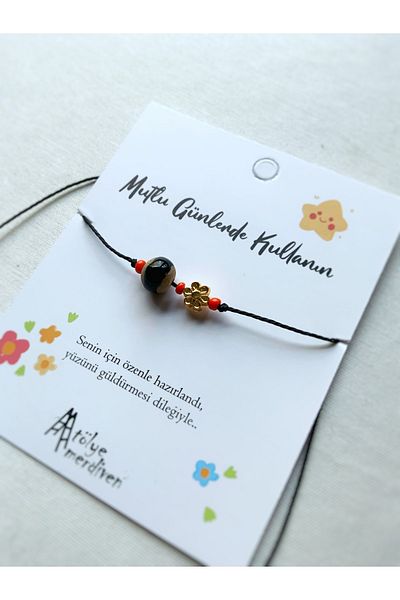 Atölye Merdiven Authentic Anklet Ceramic Detailed Flower Women's Anklet