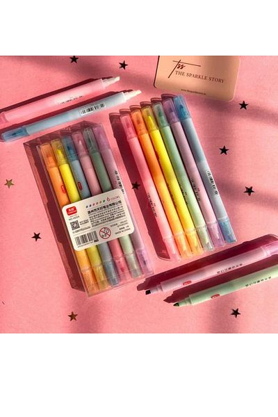 NaSaDAN 6 Colors Erasable Double Ended Highlighter Set