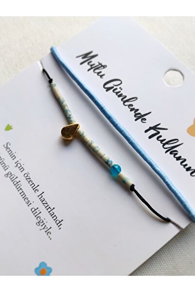 Atölye Merdiven Damla Zarif Bileklik Hediyelik Minimal Yaz Bileklik Mavi Bile...