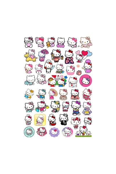 Ororabutik Hello Kitty Σετ με 47 χαριτωμένα αυτοκόλλητα - Σετ αυτοκόλλητων Scrapbook Bullet Journal