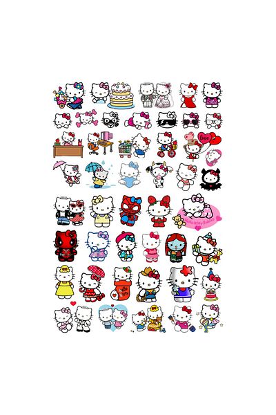 Ororabutik Hello Kitty Σετ με 46 χαριτωμένα αυτοκόλλητα - Σετ αυτοκόλλητων Scrapbook Bullet Journal