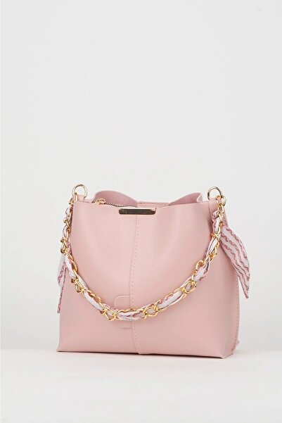 skyyouaccesories Eșarfă crem și accesoriu lanț din piele moale Geantă de mână...