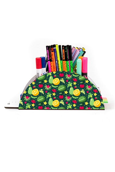 kutuTR Wooden Vip Fruit And Plant Model Desktop Organizer With Rainbow Ruler