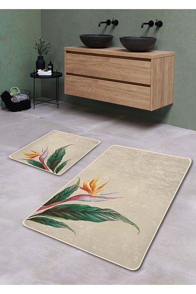 Pilloveland Covoraș de baie lavabil cu bază anti-alunecare din 2 piese - cu model Starliçe 60*100 cm - 50*60 cm