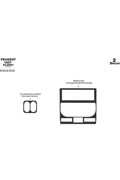 meriç cockpit design ميريتش ®   بيجو 1007 توربيدو امامي مطلي كربون 2 قطعة 2005-›