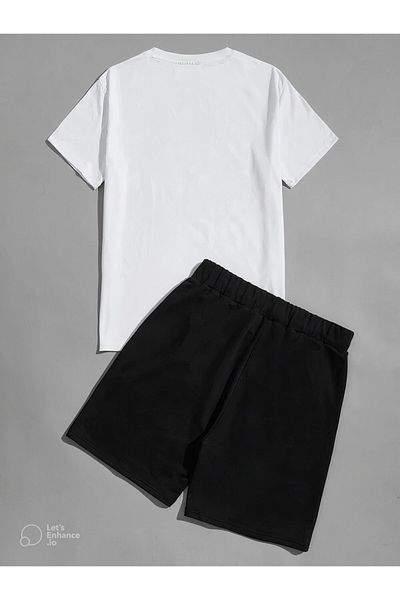 Espical Spade K Printed Bottom Top Shorts T-Shirt Set