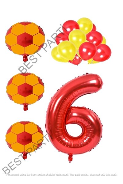 BEST PARTİ DOĞUM GÜNÜ PARTİ SÜSLERİ Sarı Kırmızı Futbol Topu Folyo Ve Latex B...
