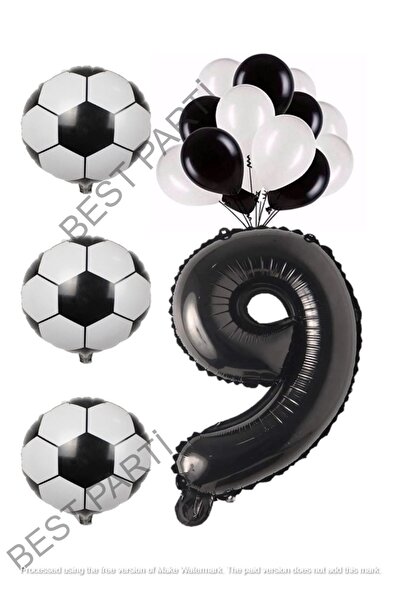 BEST PARTİ DOĞUM GÜNÜ PARTİ SÜSLERİ Black White Football Ball Foil And Latex ...