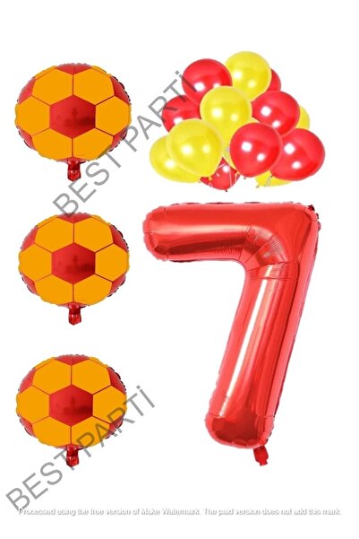 BEST PARTİ DOĞUM GÜNÜ PARTİ SÜSLERİ Yellow Red Football Ball Foil And Latex B...
