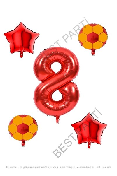 BEST PARTİ DOĞUM GÜNÜ PARTİ SÜSLERİ Yellow Red Football Ball Foil Balloon Set...