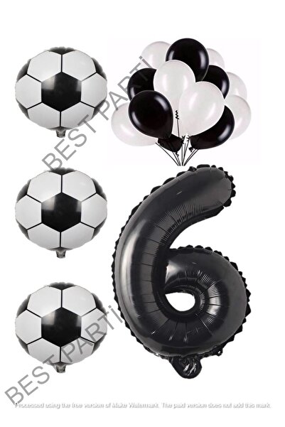BEST PARTİ DOĞUM GÜNÜ PARTİ SÜSLERİ Black White Football Ball Foil And Latex ...