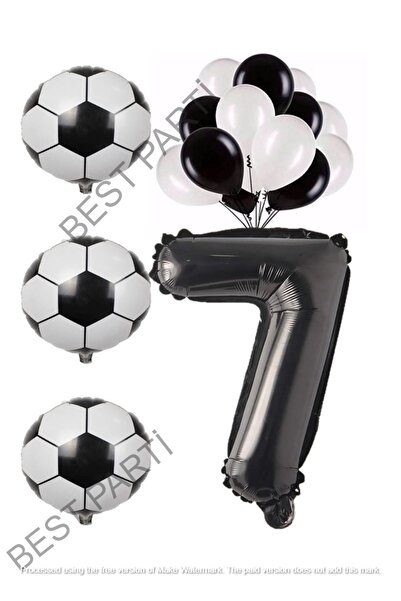 BEST PARTİ DOĞUM GÜNÜ PARTİ SÜSLERİ Black White Football Ball Foil And Latex ...