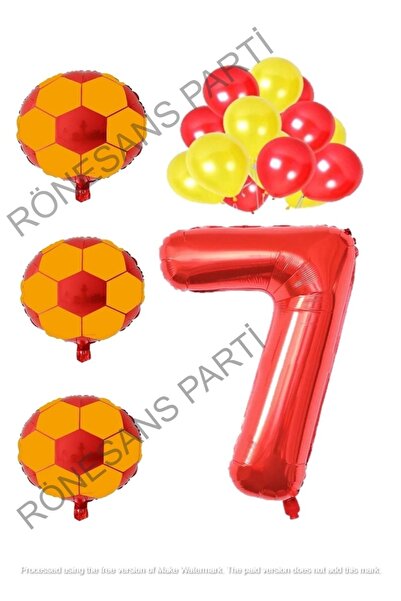 Generic Brand Yellow Red Football Ball Foil And Latex Balloon Number Set Age 7