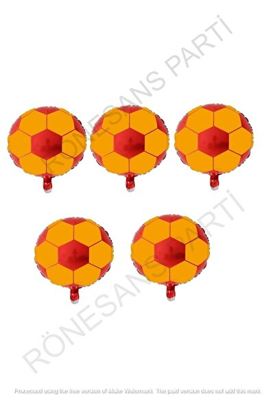 RÖNESANS PARTİ Yellow Red Football Ball Foil Foil Balloon 45 Cm 5 Pieces