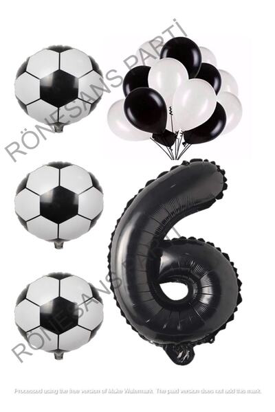 Generic Brand Black White Football Ball Foil And Latex Balloon Number Set Age 6