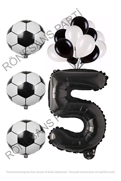 Generic Brand Black White Football Ball Foil And Latex Balloon Number Set Age 5