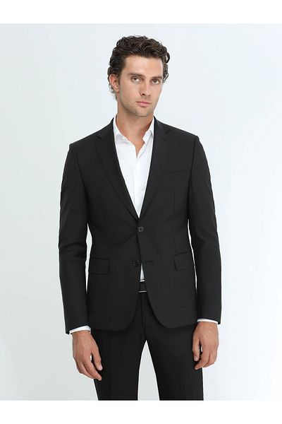 Kip Black Modern Fit Wool Blend Suit