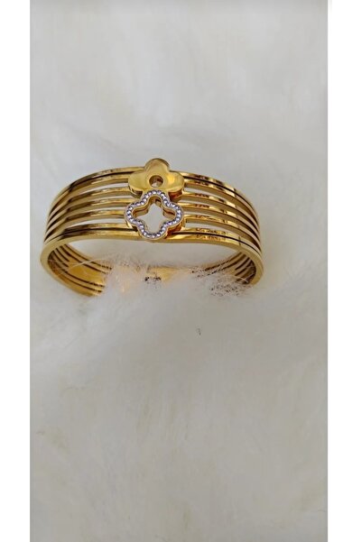 Genel Markalar Kararmaz Kalın Çelik Kuyumcu Görünümlu Halka Kaburga Kelepçe Bileklik Bilezik