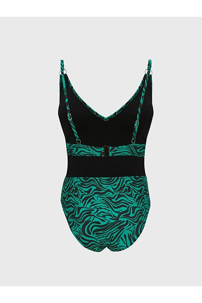 LC Waikiki Lcw Dream gemusterter V-Ausschnitt-Badeanzug für Damen