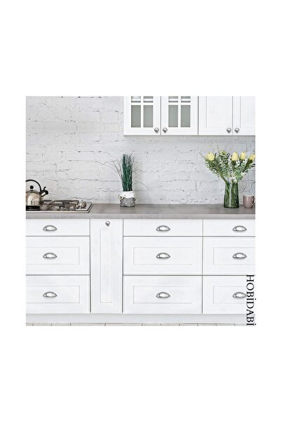 HOBİDABİ Krom Metal 64 Mm Mobilya Kulbu Midye Çanak Dolap Çekmece Vestiyer 1 Adet