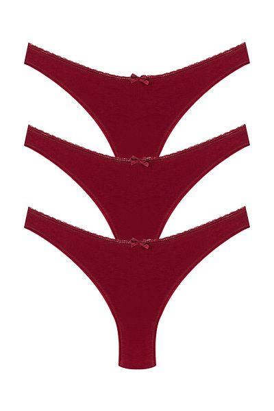 HNX 3-Piece Cotton High Waist Brazilian Cut Women's Panties