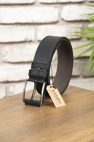 KASVA DERİ حزام رياضي صناعي أسود مقاس 4.5 سم