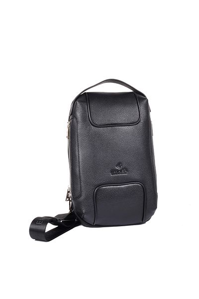 Eminsa Men's Black Genuine Leather Shoulder Bag Crossbody Bag
