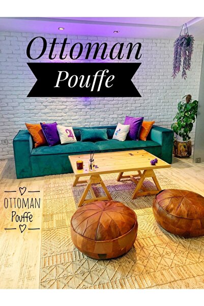Ottoman Pouffe Şok Fiyat Açılışa Özel %50 Off! Art Deco El Yapımı Hakiki Deri...