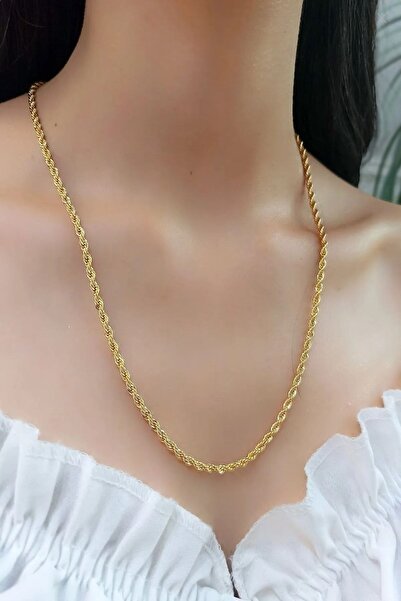 axexuar 316l Steel Twirl - Chain and Gold Yellow Stainless Necklace