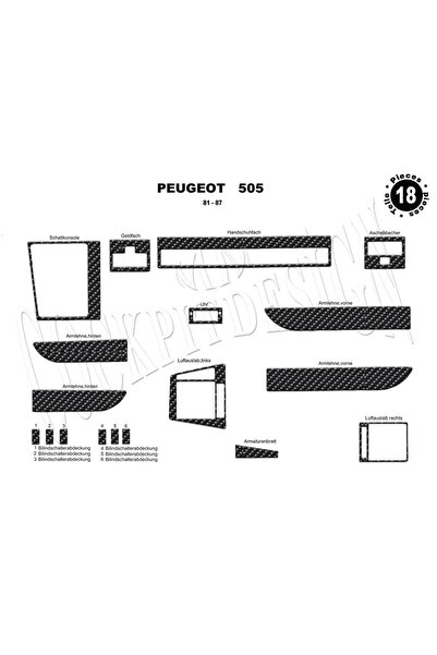 meriç cockpit design ميريتش ®   بيجو 505 توربيدو امامي مطلي كربون 18 قطعة 198...