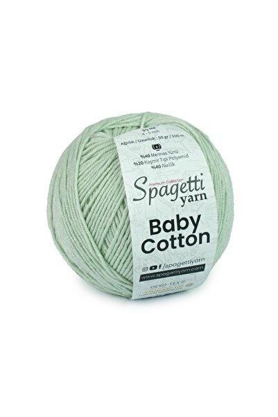 Spagettiyarn Baby Cotton Açık Mint El Örgü Ipliği